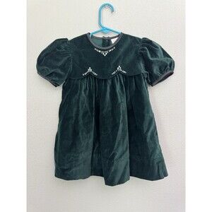 Carter’s Dark Green Velvet Dress 18 Months Girls Excellent Condition